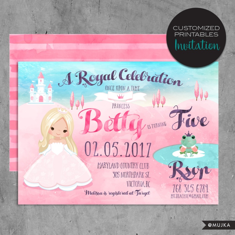 fairy tale princess invitations printables